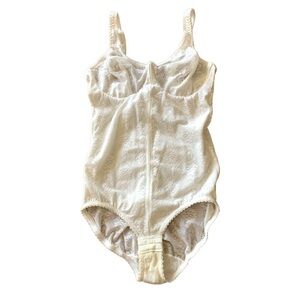 Vintage Flexees Pinup white Lingerie Shapewear 6856 Body Briefer Bodysuit-36C